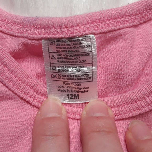 Pink monkey short sleeve baby girl tshirt 12 month - Picture 4 of 6